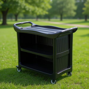 Carrello Utilitario Nero Deluxe con Pannelli 08179B, Carrello di Servizio - Product Image 3