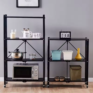 Nuevo producto, venta al por mayor, estante de almacenamiento de hierro plegable, ruedas giratorias, estante de cocina para el hogar, almacenamiento eficiente - Product Image 3