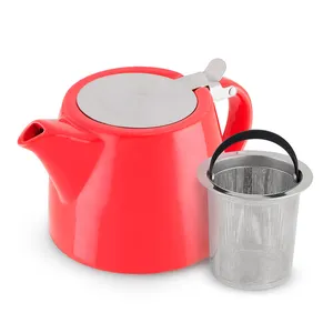 Bestseller Classic Design Keramik Red Stump Teekanne mit Edelstahl Infuser