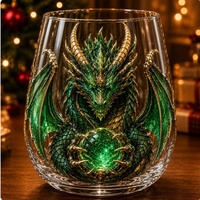 Table de bar fantaisie audacieuse décorée à la main, avec écailles de dragon rouge et noires, cornes de bronze et orb lumineux, cadeau de nuit, directement de l'usine