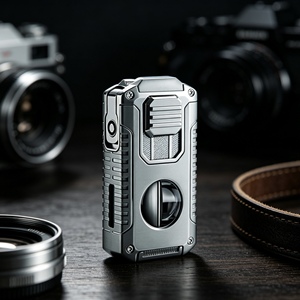 Durable steel windproof portable table top multifunctional 4 in1 5 in1 <b>custom</b> logo punch cutter torch luxury cigar <b>lighter</b> - Product Image 1