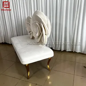 Foshan Furniture Modern Gold With White Rose Wedding Sofa Chair Bride And Groom For Event
