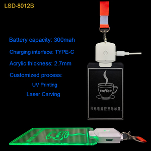 <span class=keywords><strong>Badge</strong></span> lumineux LED rechargeable personnalisé avec télécommande DMX 433M, en acrylique, pour décoration de fête, avec cordon - Product Image 2