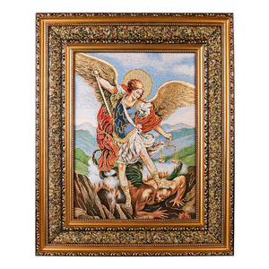 Decoración de Pared de San Miguel Arcángel, 43*53cm, Lienzo Religioso Dorado, Cuadros Artísticos con Marco, Decoración Católica para el Hogar - Product Image 1