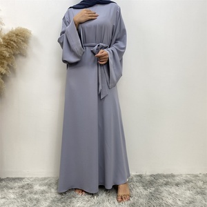 6394# Umbrella Style Long Sleeves Muslim Dress for Women Plain Color Dubai Closed Abaya - Product Image 4