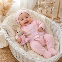 Combinaison en coton pour bébé KAIYUE, ensemble pull tricoté sur mesure pour nouveau-né avec dentelle sur le devant, leggings à pieds intégrés et bonnet