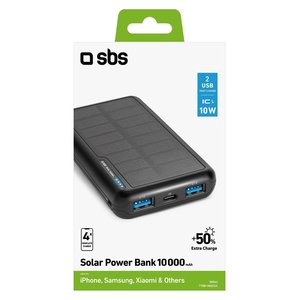 Banco de energía SOLAR Negro (Batería 10000mAh) TTBB10000SK - Product Image 2