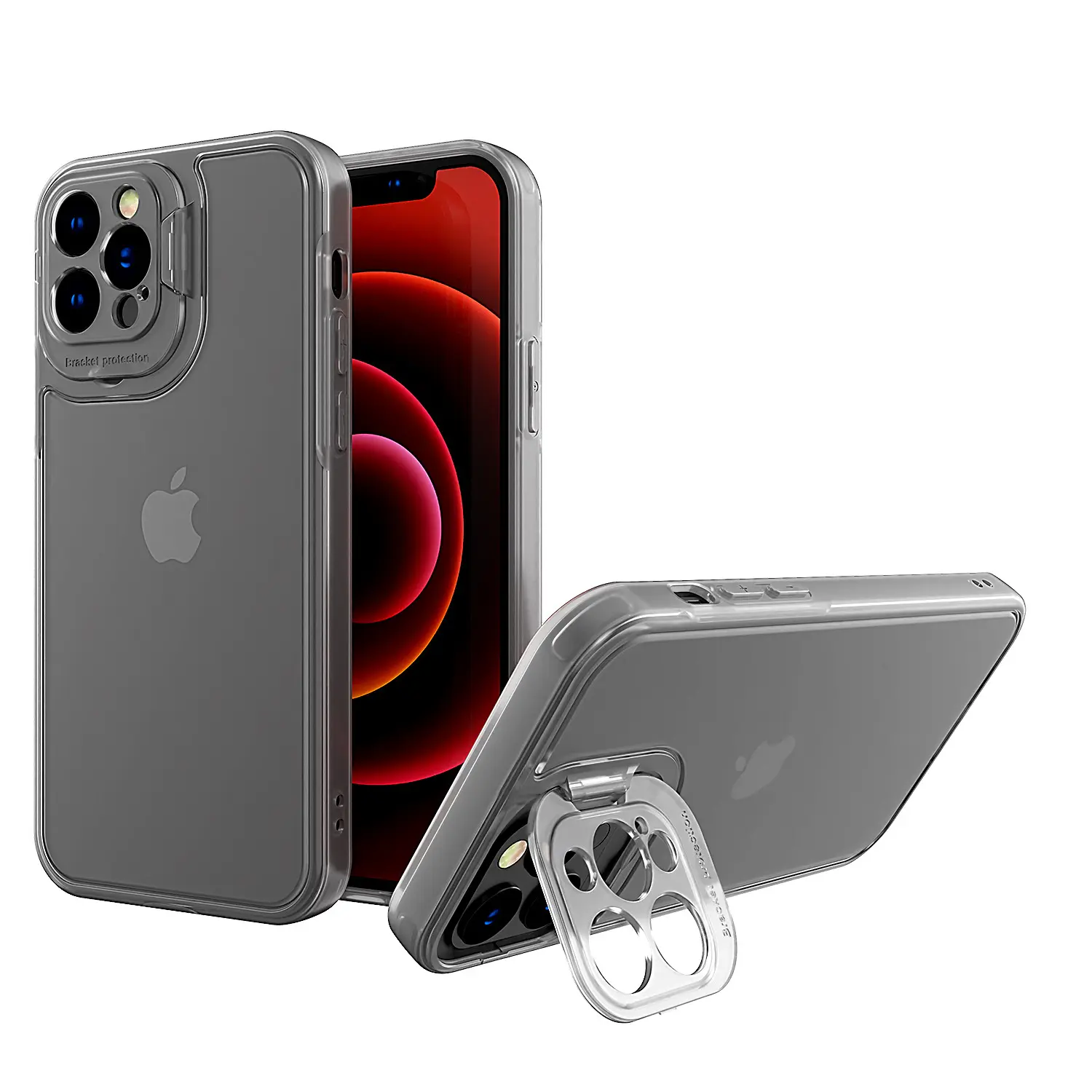 Capa de celular dobrável com suporte de câmera, capa fosca à prova de choque para iphone 14 13 12 11 pro max