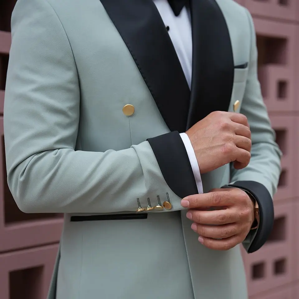 Costume 2 Pièces Homme Bleu Ciel - Coupe Ajustée, Blazer Un Bouton, Pantalon, Taille XL - 6
