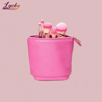 Pochette de maquillage rouge extensible, élégante et pratique pour les pinceaux de maquillage
