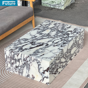 Tương Lai Đồ Nội Thất Bằng Đá Bàn Cà Phê Thấp Chân Phòng Khách Sang Trọng Tự Nhiên Tùy Chỉnh Calacatta Viola Cà Phê Bằng Đá Cẩm Thạch Bàn Bên - Product Image 3