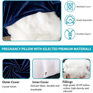Oreiller de grossesse intégral pour <span class=keywords><strong>dormir</strong></span> sur le côté <span class=keywords><strong>avec</strong></span> housse amovible, soutien maternité pour le ventre, les hanches et les jambes, fournisseur OEM ODM - Product Image 2