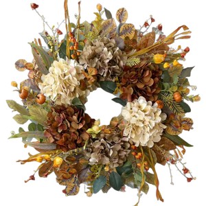 Artificial Maple Leaf <b>Wreath</b> 24 In Handmade Pet Material Autumn Decor For Thanksgiving Harvest Festival - Product Image 5
