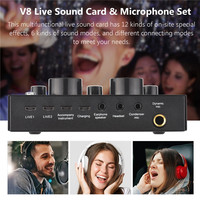 Microphone BM800, kit de microphone de studio pour podcast avec carte son V8, microphone à condensateur pour PC, filaire, couleur rose, micro à main, sans Wifi