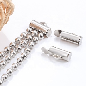 보석 발견 및 매력 구슬을위한 방수 스테인레스 스틸 카라비너 비드 체인 튜브 걸쇠 배럴 - Product Image 1