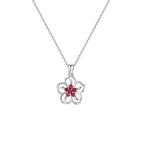 Collier pendentif fleur en argent sterling S925 pour femme, avec pierre d'améthyste creuse, câble en rhodium, style bohème, pour occasions religieuses