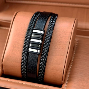 All'ingrosso bracciale da <span class=keywords><strong>uomo</strong></span> in vera pelle multistrato in acciaio inossidabile intrecciato <span class=keywords><strong>accessori</strong></span> di moda - Product Image 6