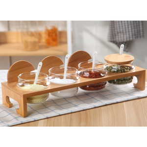 Organizzatore di stoccaggio multifunzionale per la <span class=keywords><strong>casa</strong></span> e la cucina in bambù portaspezie rotante portaoggetti da cucina - Product Image 2