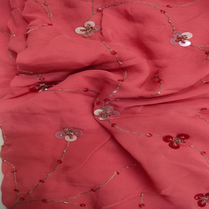 Tela Georgette de seda bordada a mano - Product Image 1