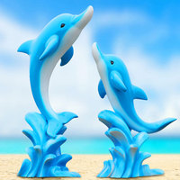 Statues de dauphins personnalisées de haute qualité, taille réelle, en fibre de verre, avec fontaine d'eau pour la décoration de piscine extérieure