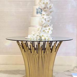 Muebles de Recepción de Lujo, Decoraciones para Eventos y Banquetes, Mesas de Boda de Acero Inoxidable con Cubierta de Vidrio Blanco - Product Image 5