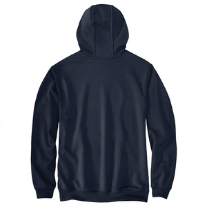 Men's <b>Navy</b> Blue Hooded <b>Sweatshirt</b> Regular Fit Solid Color Casual Long Sleeve French Terry Knitted Hoodie Autumn Wear - Product Image 1