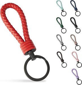 Elegante pelle con Design pieno di pelle forte con anello in acciaio inox anelli aggiuntivi piccoli chiavi con scatola regalo portachiavi in pelle - Product Image 6