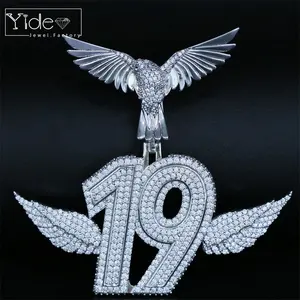 Стильные ювелирные изделия на заказ 3d дизайн сверкающая птица застежка номер 19 оправа хип-хоп vvs Муассанит кулон