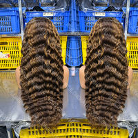 Meilleures ventes : Perruque frontale en dentelle HD 13x6 à ondulations ananas, en cheveux humains bruts avec mèches, cuticules alignées, pour professionnels