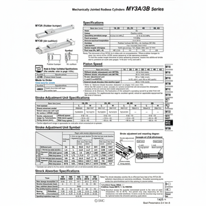 Cilindro sin vástago SMC Pneumatics, cilindros articulados mecánicamente, categoría de producto - Product Image 1