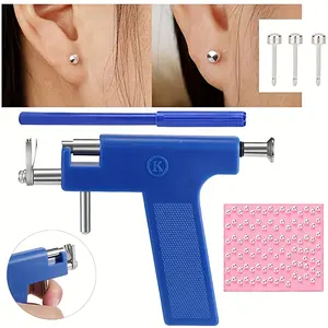 Ensemble d'outils de perçage d'oreille Kit de pistolet de perçage facile et sûr Kit de pistolet de perçage d'oreille de sécurité avec outil de goujons en acier Pistolet à rivets auto-perçants