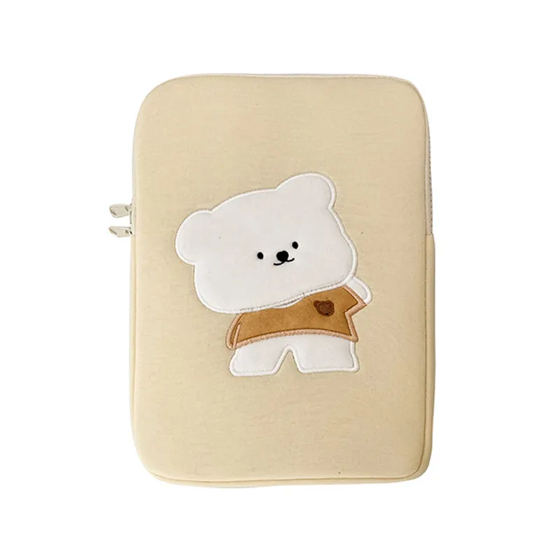 New Bamtoree White Bear Laptop Tablet Protective Case ins 15 "13" 11 " Pouch Bags Cute Cartoon Cotton Case for ipad 11''