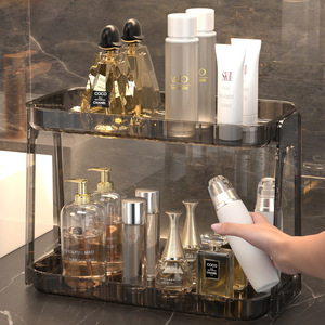 Bathroom Storage Rack 2 Tier Acrylic Cosmetic Organizer Freestanding Countertop <b>Shelf</b> for Makeup and Toiletries - Product Image 2
