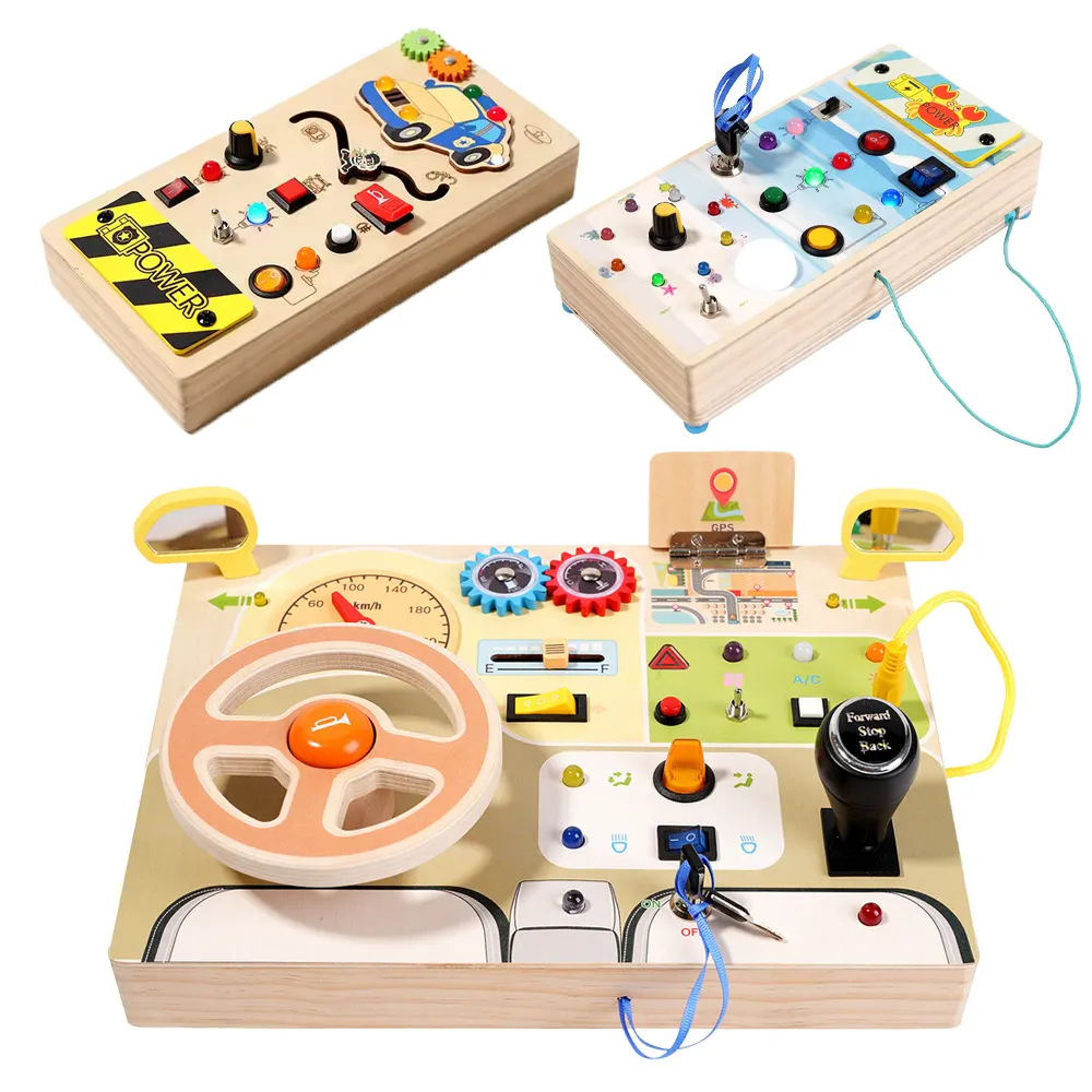 Newest Children Wooden Sensory Board Switch Toy Light Up Toys Educational Activity Board Montessori Toys Busy Board