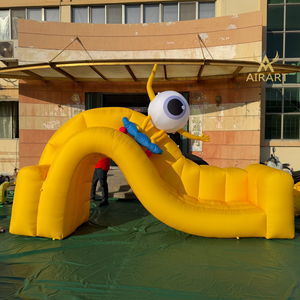 Mascotte gonflable personnalisée <span class=keywords><strong>DJ</strong></span> Monstre aux grands yeux jouant du piano, monstre de dessin animé pour enfants, toboggan pour parc - Product Image 4