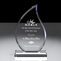 Noble pas cher en gros blanc goutte d'eau forme flamme personnalisé trophée en cristal prix pour Souvenir