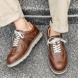 2025 automne hommes fond épais Style britannique étudiants <span class=keywords><strong>petites</strong></span> chaussures en cuir Oxford fond blanc à lacets mode tendance chaussures - Product Image 3