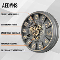 Horloge murale de luxe arabe de 18 pouces, couleur bronze doré gris antique, pour la décoration de la maison, horloge à aiguilles à quartz à face unique, CE RoHs