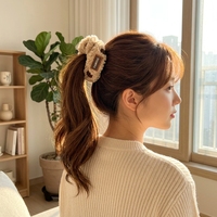 Élastique à cheveux personnalisable en polyester doux coréen, fait main, motif grandes vagues, style coloré