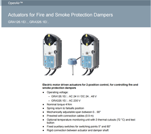 Actionneur de registre coupe-feu GRA326.1E 4 Nm 230 V à rappel par ressort, 2 interrupteurs auxiliaires, axe de 12 mm, IP54 pour système CVC - Product Image 4
