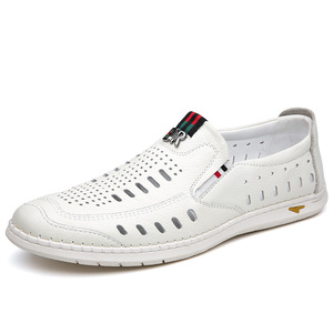 Men Genuine Leather Breathable <b>Slip</b> On Casual Sandals Closed Toe Rubber Outsole Summer Shoes - Product Image 5