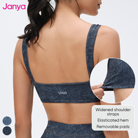 Soutien-gorge de sport léger Janya rétro en denim, avec coussinets amovibles, séchage rapide, haute élasticité, décolleté en cœur, push-up, pour femmes