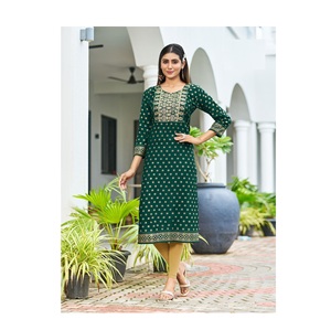 Ropa y accesorios Rayon Kurtis con bordado Trabajo Oficina Desgaste Kurti Disponible a precio asequible - Product Image 1