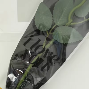 Amor en forma de corazón impermeable papel Kraft bolsa de flores frescas BOPP bolsa de plástico OPP bolsa de rosa de un solo tallo para trabajos florales transparentes - Product Image 6