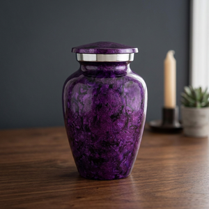 Urna Funeraria de Latón Morado Estilo Europeo, Ataúd, Monumento, Portaflores Funerario - India Home Crafts - Product Image 1
