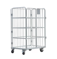 Uni-Silent 500kgs Heavy Duty Grande Taille RC121017-B2 Roll Cage Trolley 4-Wheel Steel Warehouse Logistics Platform Cart Wire OEM