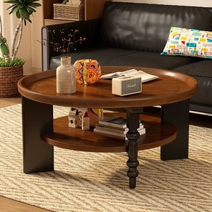 Table basse ronde en bois massif de style français NKAHS, design moderne, table d'appoint, table de chevet, écologique, facile à nettoyer, meubles pour la maison - Product Image 4