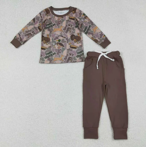 Ropa de Dormir Infantil Estilo Caza, Camuflaje con Estampado de Ciervo, Pavo y Pato, Manga Larga, para Niños - Product Image 2