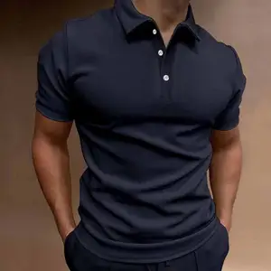 Polo estiva manica corta con risvolto Top mezza Zip Slim t-Shirt tinta unita in cotone Pima da uomo