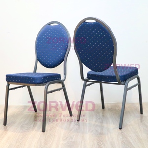 Venta al por mayor de muebles de hotel apilables, restaurante, marco metálico redondo azul, mesas y sillas de salón de banquetes de boda para eventos de fiesta - Product Image 1